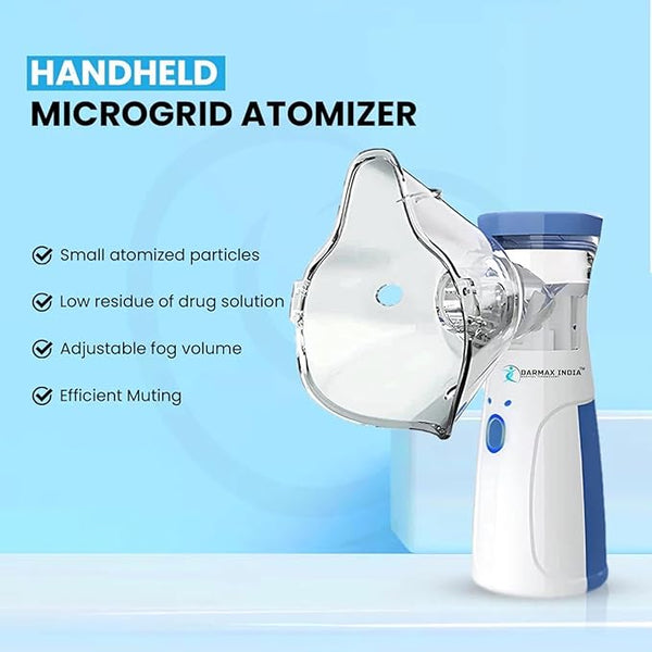Handheld Portable Mesh Nebulizer | Silent One-Touch Operation | High Nebulization Rate | Compact Travel-Friendly Personal Inhaler Device for Kids & Adults