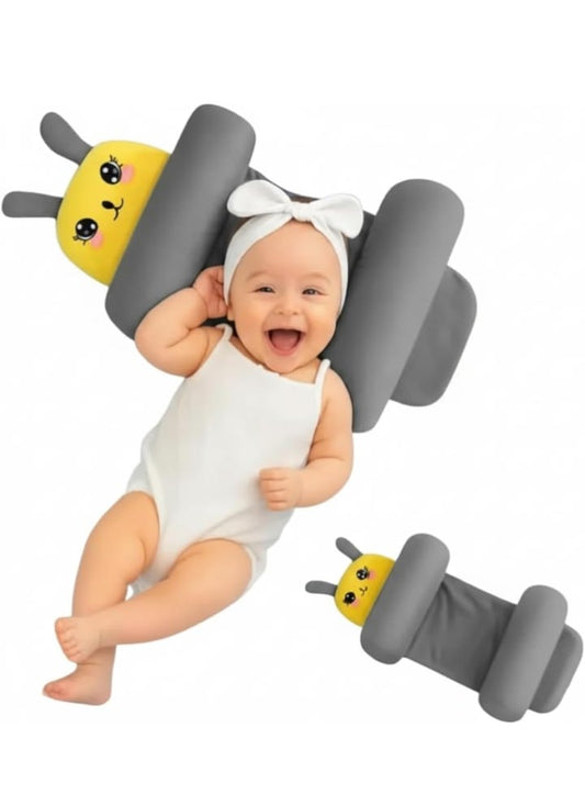 Baby Sleeping Support Pillow with Side Rollers | Newborn Safety Sleeping Pillow Set | Soft Cotton Infant Neck Pillow for 0–12 Months | Anti-Flat Head Cushion for Baby Boys & Girls (New)