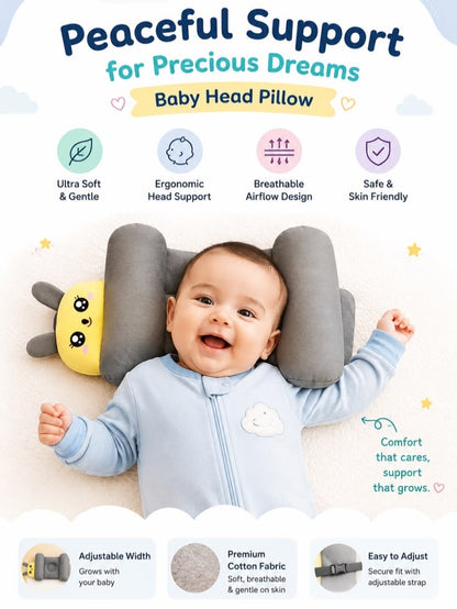 Baby Sleeping Support Pillow with Side Rollers | Newborn Safety Sleeping Pillow Set | Soft Cotton Infant Neck Pillow for 0–12 Months | Anti-Flat Head Cushion for Baby Boys & Girls (New)