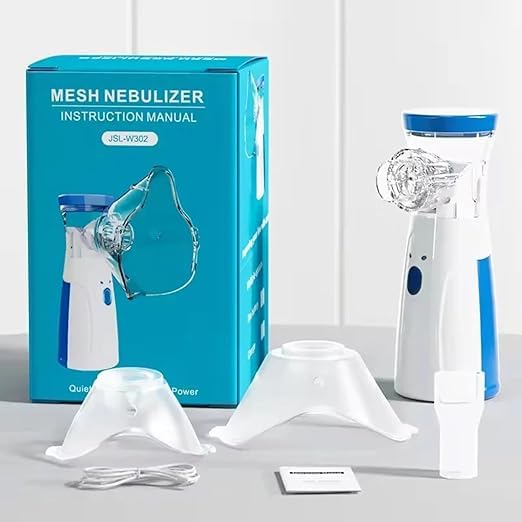 Handheld Portable Mesh Nebulizer | Silent One-Touch Operation | High Nebulization Rate | Compact Travel-Friendly Personal Inhaler Device for Kids & Adults